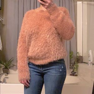 Pink Rose soft fuzzy crew neck sweater size L